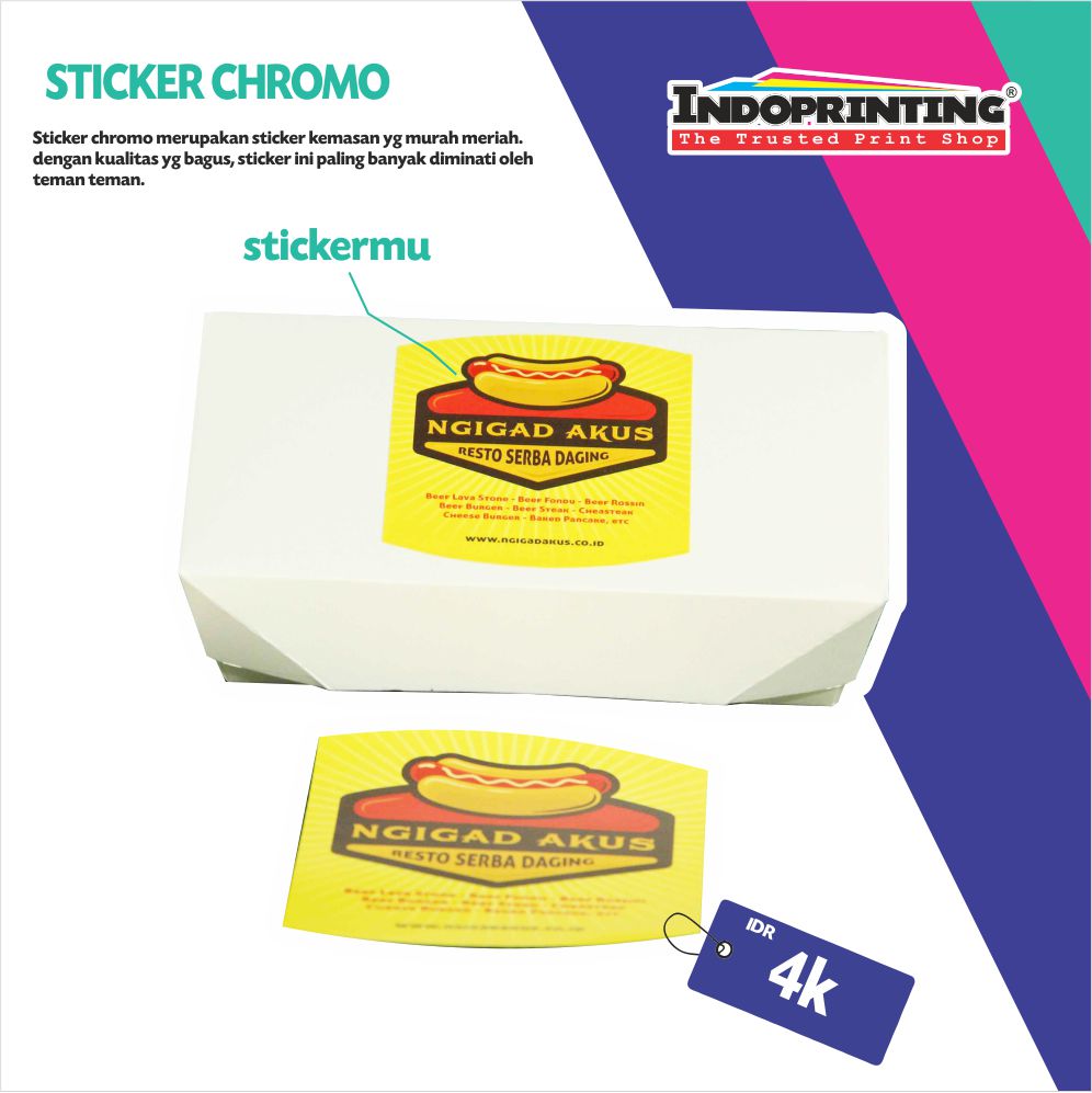 Sticker Chromo /Sticker Biasa ukuran A3+ INDOPRINTING